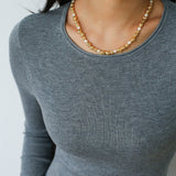 Multi - Pearl Lava Gold Bead Necklace - floysun