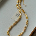 Multi - Pearl Lava Gold Bead Necklace - floysun