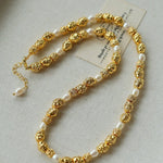 Multi - Pearl Lava Gold Bead Necklace - floysun