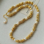 Multi - Pearl Lava Gold Bead Necklace - floysun
