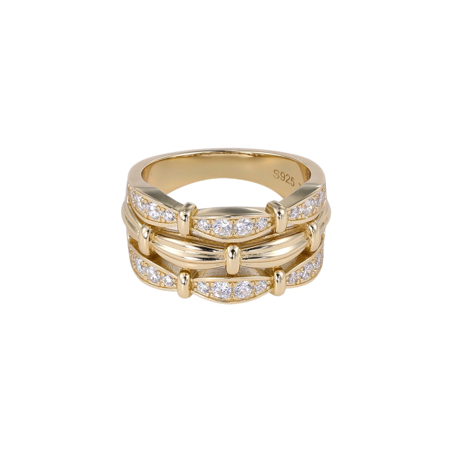 Multi-Row Cubic Zirconia Ribbon Statement Ring - floysun