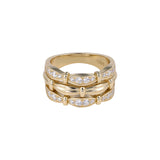 Multi-Row Cubic Zirconia Ribbon Statement Ring - floysun