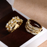Multi-Row Cubic Zirconia Ribbon Statement Ring - floysun