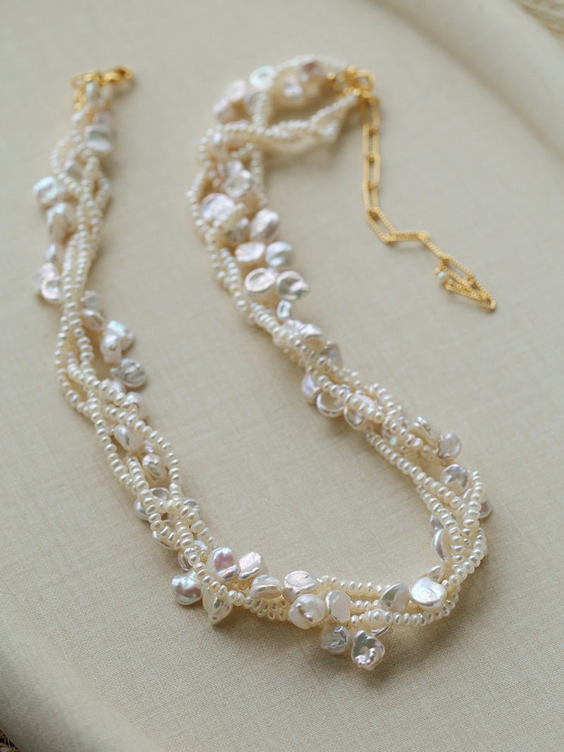 Multi - Strand Baroque Freshwater Pearl Choker Necklace - floysun