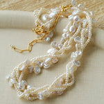 Multi - Strand Baroque Freshwater Pearl Choker Necklace - floysun