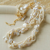 Multi - Strand Baroque Freshwater Pearl Choker Necklace - floysun