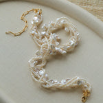 Multi - Strand Baroque Freshwater Pearl Choker Necklace - floysun