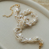 Multi - Strand Baroque Freshwater Pearl Choker Necklace - floysun