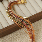 Multi-Strand Boho Woven Cord Natural Stone Coin Bracelet - floysun