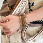 Multi-Strand Boho Woven Cord Natural Stone Coin Bracelet - floysun