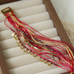 Multi-Strand Boho Woven Cord Natural Stone Coin Bracelet - floysun