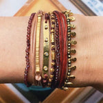 Multi-Strand Boho Woven Cord Natural Stone Coin Bracelet - floysun