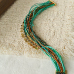 Multi-Strand Boho Woven Cord Natural Stone Coin Bracelet - floysun