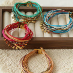 Multi-Strand Boho Woven Cord Natural Stone Coin Bracelet - floysun