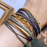 Multi-Strand Boho Woven Cord Natural Stone Coin Bracelet - floysun