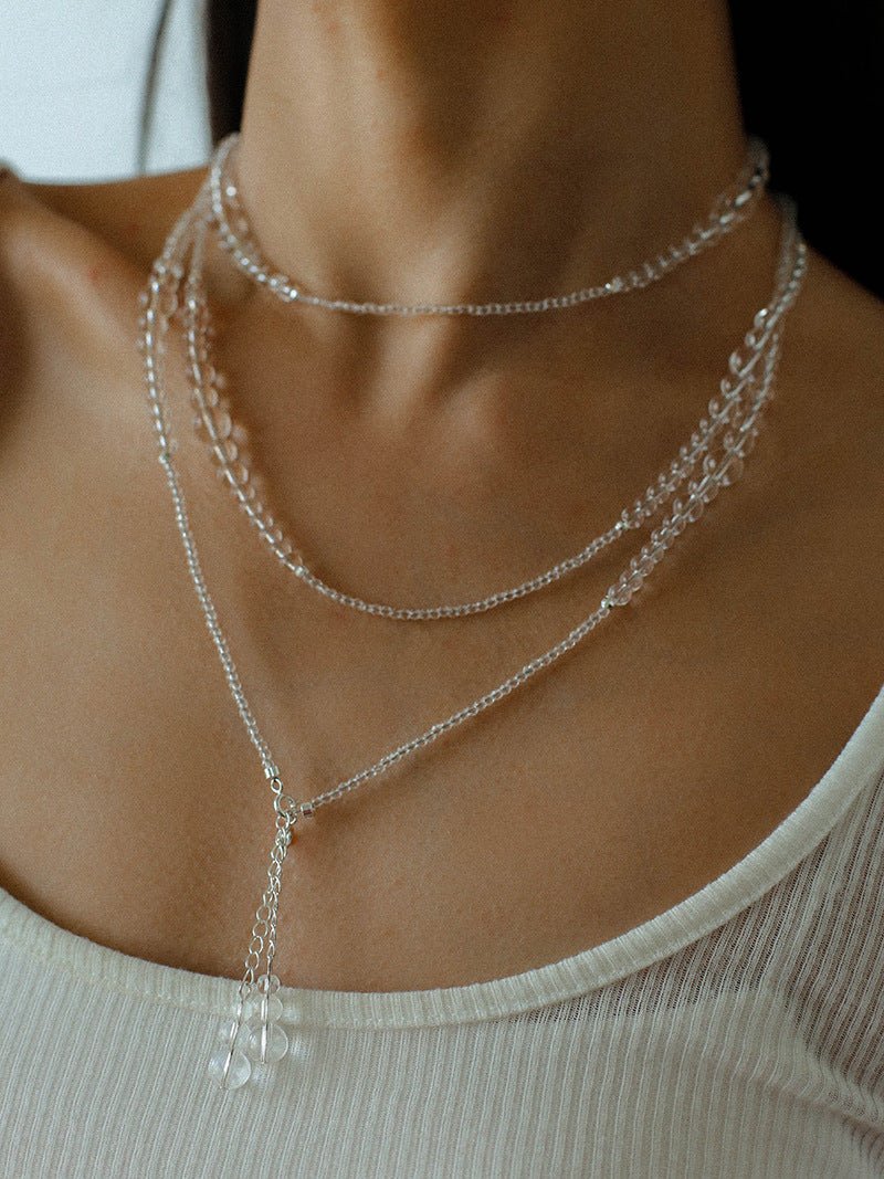 Multi-Way Clear Crystal Lariat Long Necklace - floysun