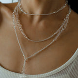 Multi-Way Clear Crystal Lariat Long Necklace - floysun
