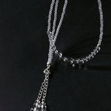 Multi-Way Clear Crystal Lariat Long Necklace - floysun