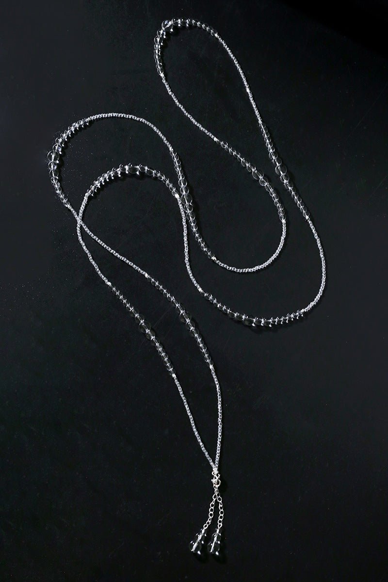 Multi-Way Clear Crystal Lariat Long Necklace - floysun