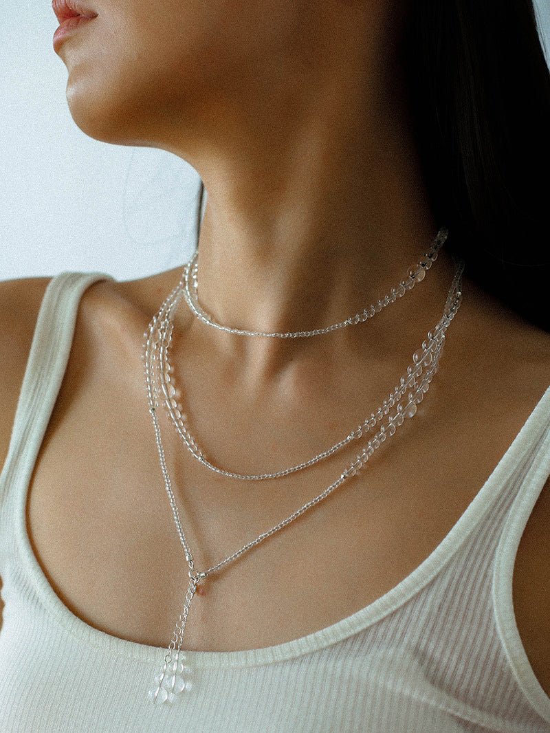 Multi-Way Clear Crystal Lariat Long Necklace - floysun