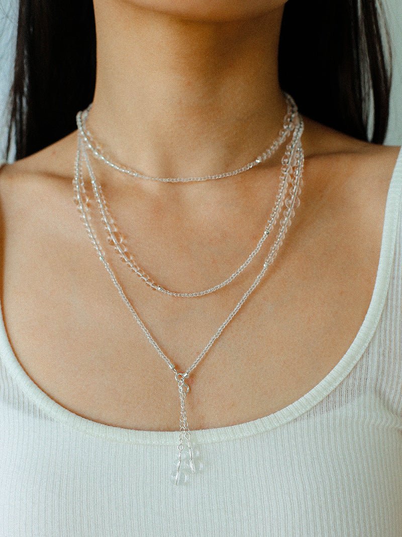 Multi-Way Clear Crystal Lariat Long Necklace - floysun