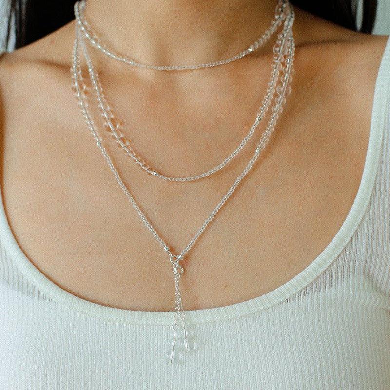 Multi-Way Clear Crystal Lariat Long Necklace - floysun
