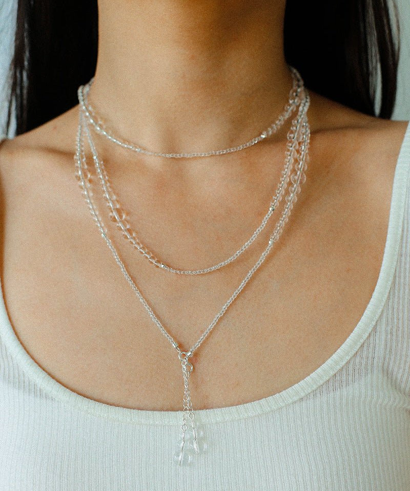 Multi-Way Clear Crystal Lariat Long Necklace - floysun