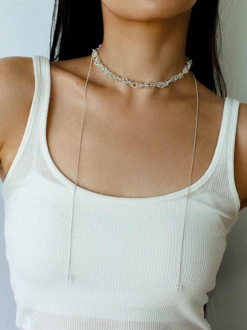 Multi-Wear Hollow Lace Adjustable Pull-Tie Choker Necklace - floysun