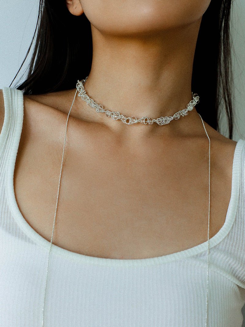 Multi-Wear Hollow Lace Adjustable Pull-Tie Choker Necklace - floysun