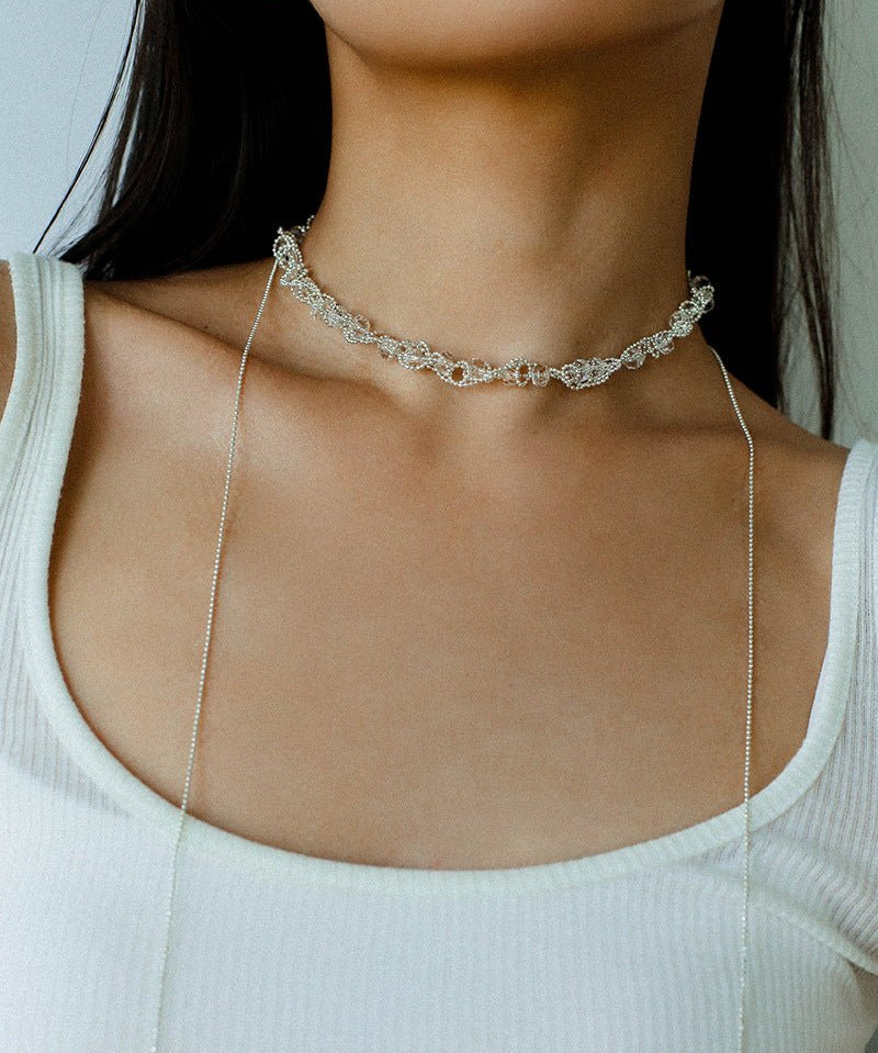 Multi-Wear Hollow Lace Adjustable Pull-Tie Choker Necklace - floysun