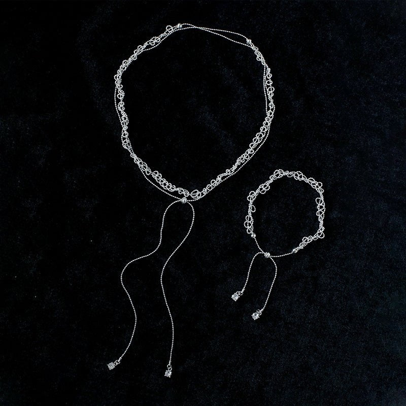 Multi-Wear Hollow Lace Adjustable Pull-Tie Choker Necklace - floysun