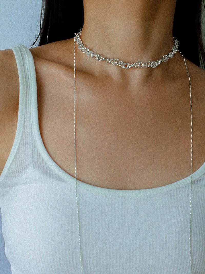 Multi-Wear Hollow Lace Adjustable Pull-Tie Choker Necklace - floysun