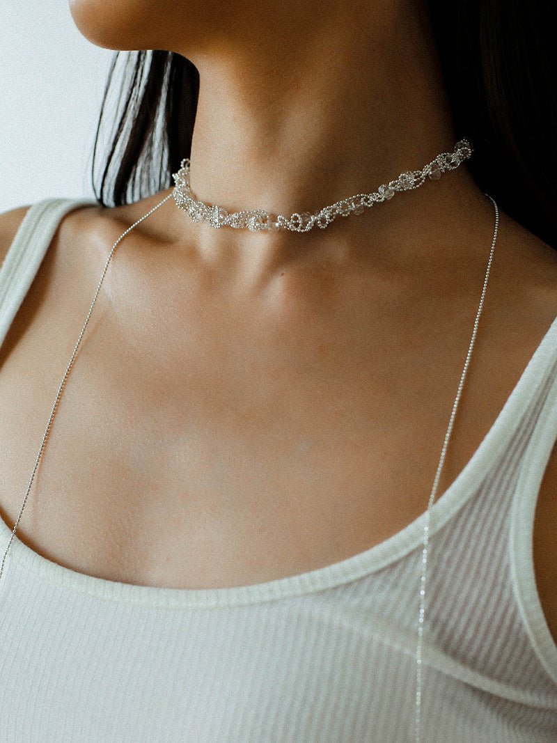 Multi-Wear Hollow Lace Adjustable Pull-Tie Choker Necklace - floysun