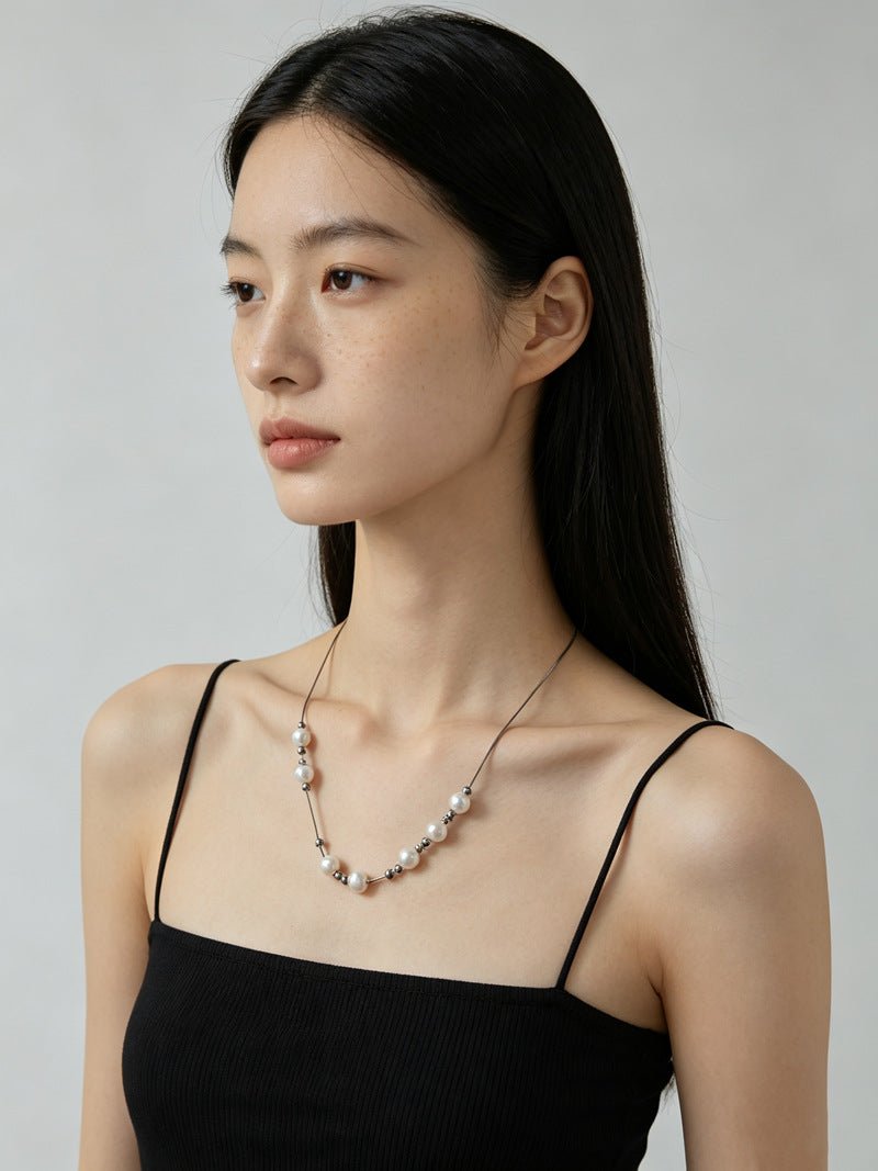 Multi-Wear Styles Adjustable Sliding Freshwater Pearl Smile Long Necklace - floysun