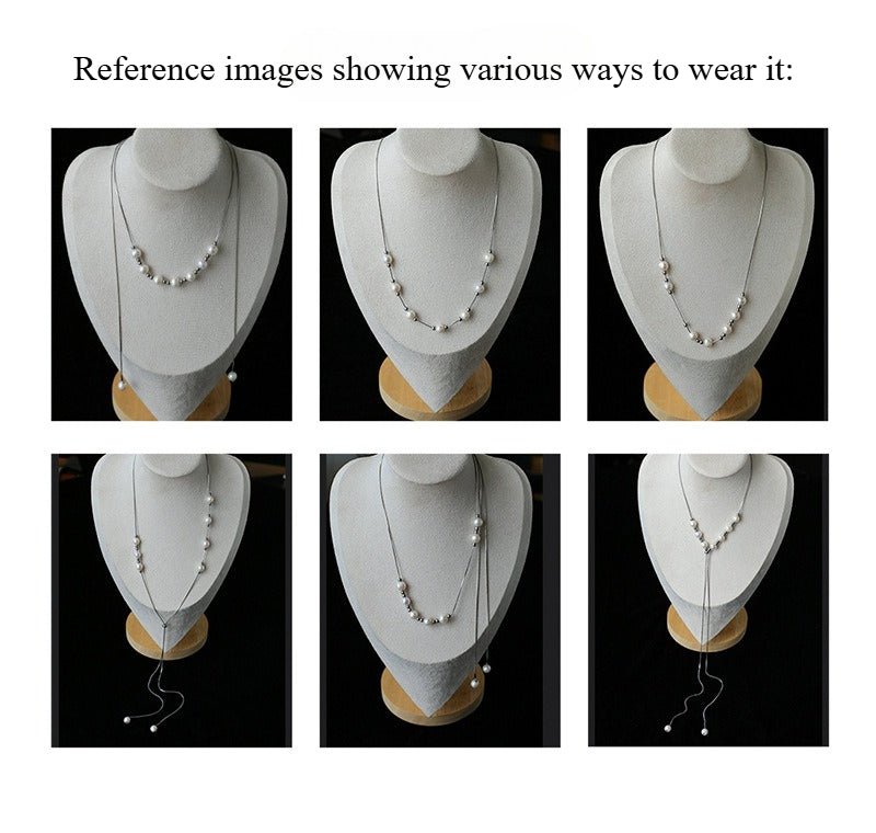 Multi-Wear Styles Adjustable Sliding Freshwater Pearl Smile Long Necklace - floysun