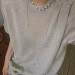 Multi-Wear Styles Adjustable Sliding Freshwater Pearl Smile Long Necklace - floysun