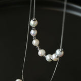 Multi-Wear Styles Adjustable Sliding Freshwater Pearl Smile Long Necklace - floysun