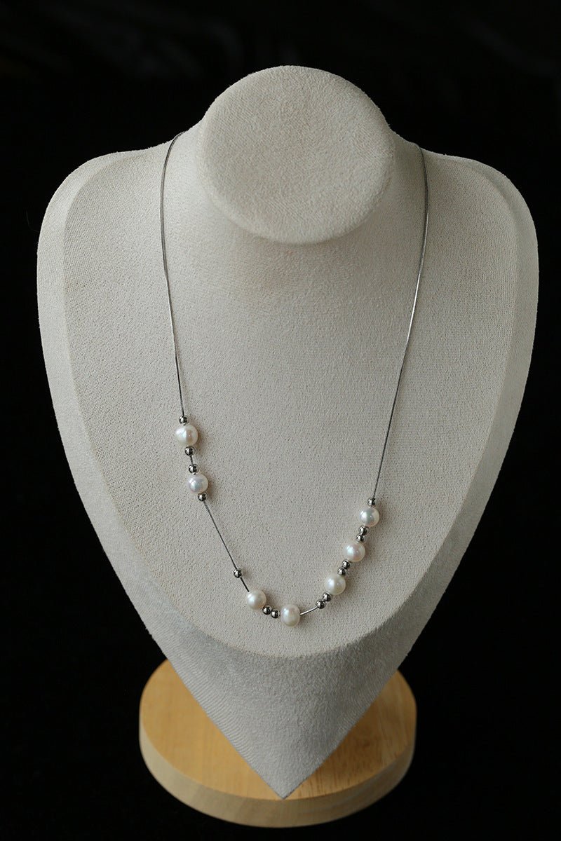 Multi-Wear Styles Adjustable Sliding Freshwater Pearl Smile Long Necklace - floysun