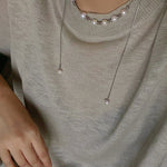 Multi-Wear Styles Adjustable Sliding Freshwater Pearl Smile Long Necklace - floysun