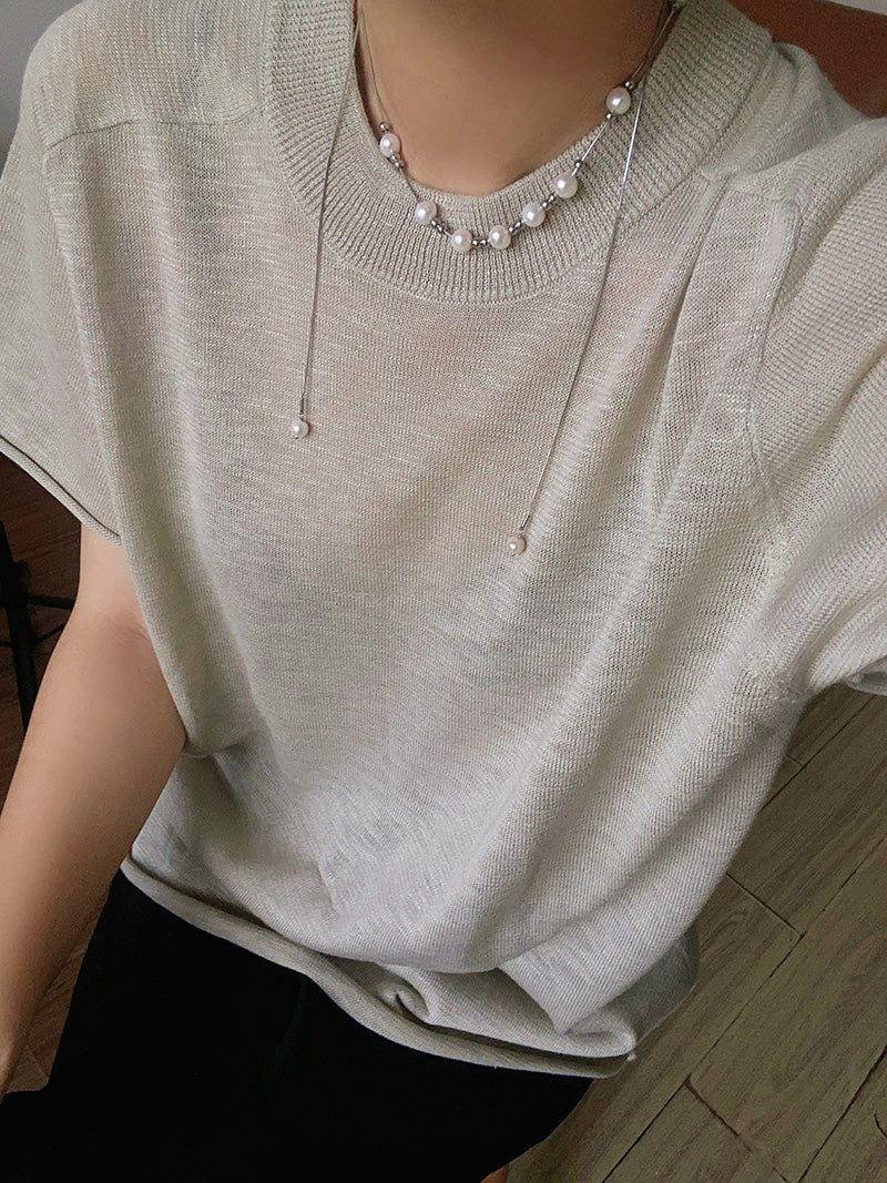 Multi-Wear Styles Adjustable Sliding Freshwater Pearl Smile Long Necklace - floysun