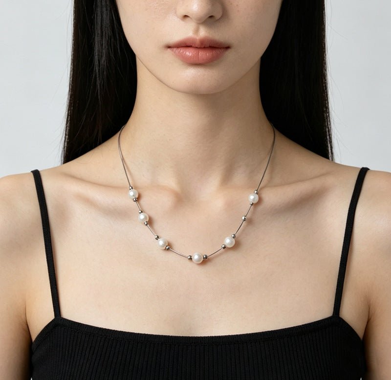 Multi-Wear Styles Adjustable Sliding Freshwater Pearl Smile Long Necklace - floysun