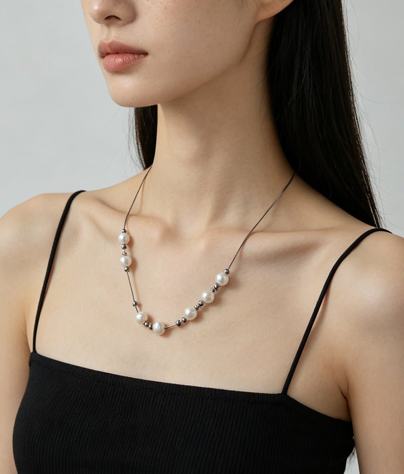 Multi-Wear Styles Adjustable Sliding Freshwater Pearl Smile Long Necklace - floysun