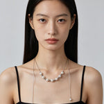 Multi-Wear Styles Adjustable Sliding Freshwater Pearl Smile Long Necklace - floysun