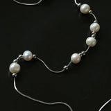 Multi-Wear Styles Adjustable Sliding Freshwater Pearl Smile Long Necklace - floysun