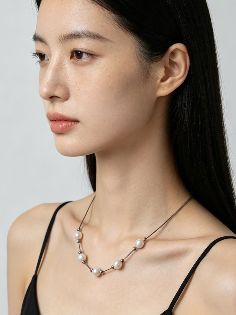 Multi-Wear Styles Adjustable Sliding Freshwater Pearl Smile Long Necklace - floysun
