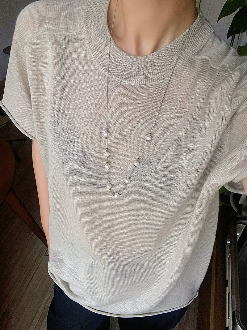 Multi-Wear Styles Adjustable Sliding Freshwater Pearl Smile Long Necklace - floysun