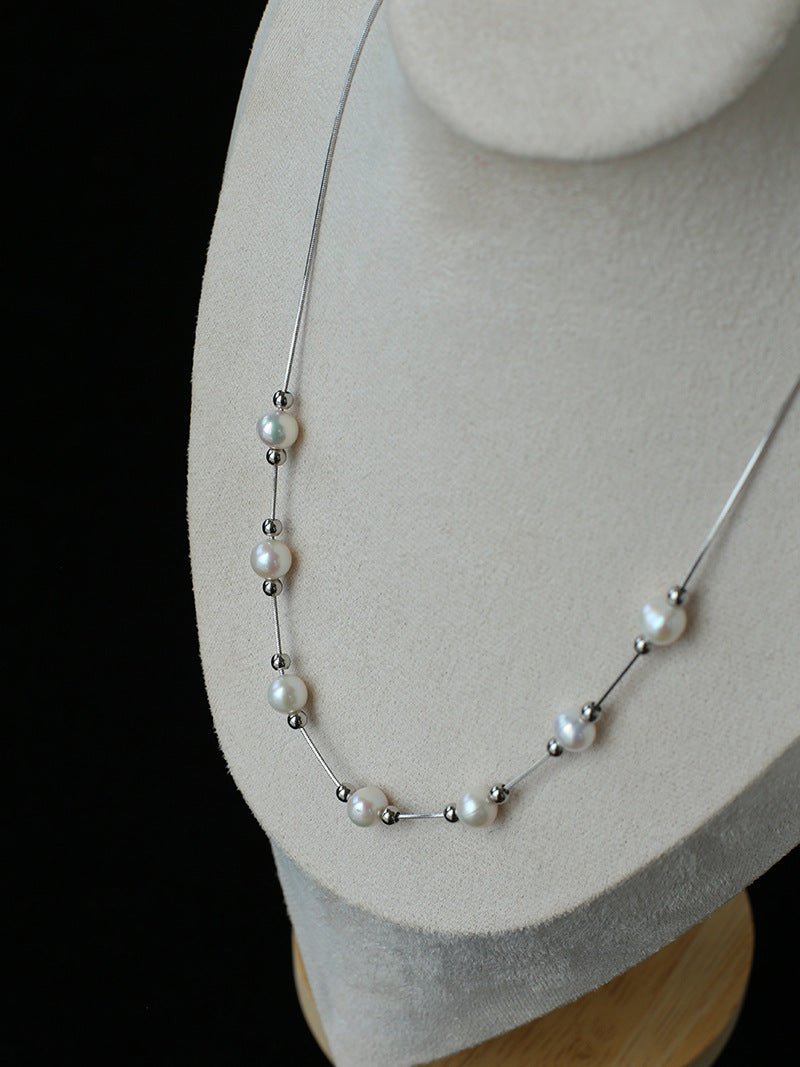 Multi-Wear Styles Adjustable Sliding Freshwater Pearl Smile Long Necklace - floysun