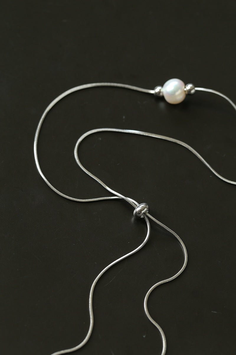 Multi-Wear Styles Adjustable Sliding Freshwater Pearl Smile Long Necklace - floysun