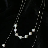 Multi-Wear Styles Adjustable Sliding Freshwater Pearl Smile Long Necklace - floysun