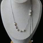 Multi-Wear Styles Adjustable Sliding Freshwater Pearl Smile Long Necklace - floysun